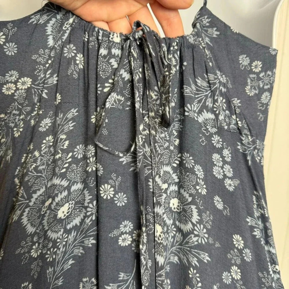 Madewell tie back button front midi dress blue floral sleeveless size 0 J32 - Picture 12 of 14